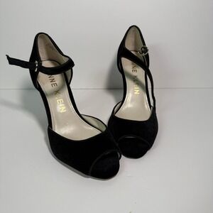 ANNE KLEIN Akhenrika‎ Shoes Women's 8 M Black Heels Pumps Velvet